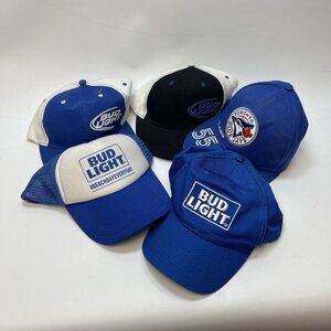 Y2K Hat Cap Lot Of 5 Bulk Trucker Mesh / Snapback / Baseball Cap Bud light Beer*